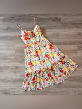 AUW floral print ruched dress
